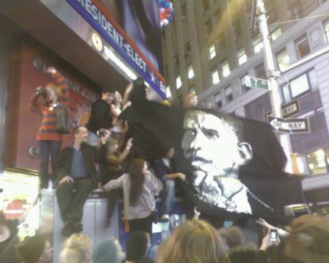 The scene in Times Square